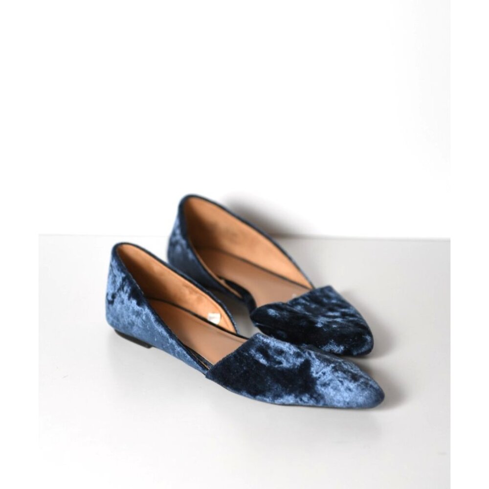 A New Day Target Pointy Toe Flats Size 8 M Blue Crushed Velvet